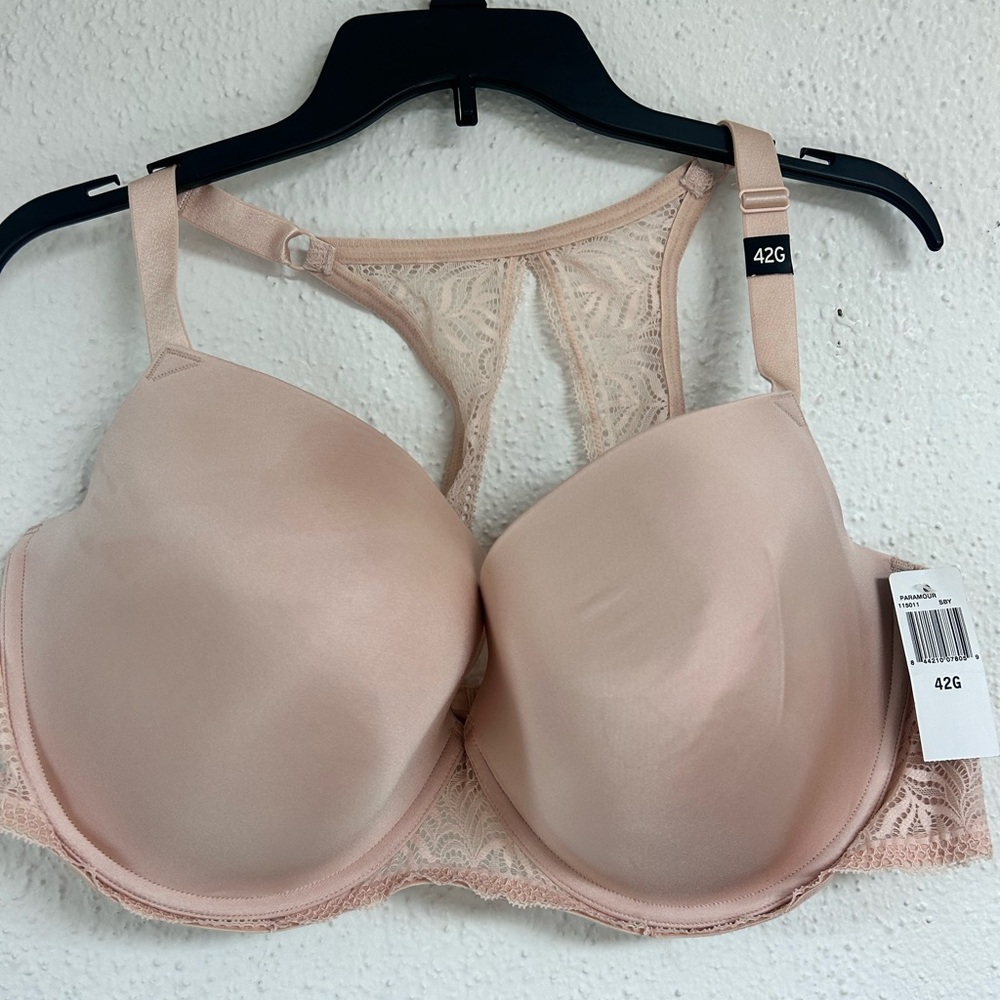 Paramour Carolina Seamless Plunge Bra 42G‎ Nude NWT